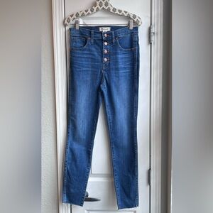 NWT Madewell 10” High-Rise Skinny Jeans Raw Hem Button Fly Brinville Tencel 28